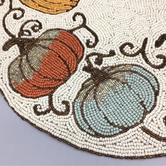 Sigrid Olsen Fall Pumpkin Beaded Placemat Centerpiece Charger Thanksgiving - Picture 2 of 4